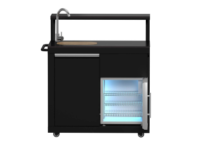 Forno All'Aperto 62600 BTU BBQ and Sink Module with Black Sintered Stone Countertops and Bar & Beverage Center - FODKT2582BLK