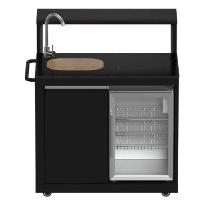 Forno All'Aperto 99600 BTU BBQ with Sink Module Black Sintered Stone Countertops Plancha Gas Pizza Oven Bar & Beverage Center - FODKT2568BLK