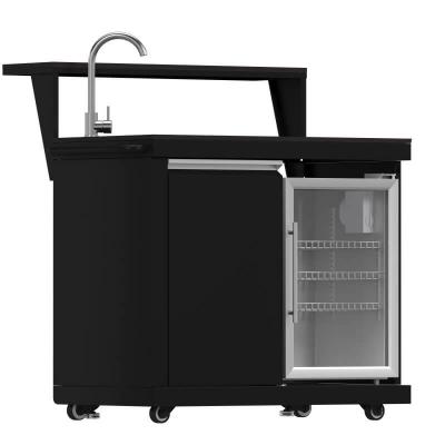Forno All'Aperto 99600 BTU BBQ with Sink Module Black Sintered Stone Countertops Plancha Gas Pizza Oven Bar & Beverage Center - FODKT2568BLK