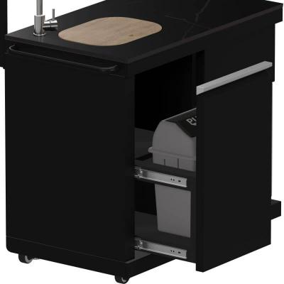 Forno All'Aperto 99600 BTU BBQ with Sink Module Black Sintered Stone Countertops Plancha Gas Pizza Oven Bar & Beverage Center - FODKT2568BLK