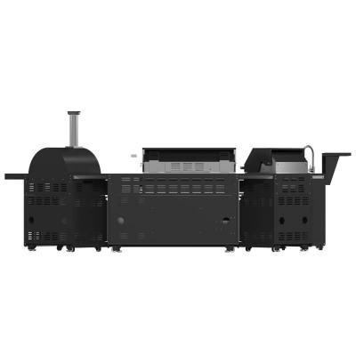 Forno All'Aperto 99600 BTU BBQ with Sink Module Black Sintered Stone Countertops Plancha Gas Pizza Oven Bar & Beverage Center - FODKT2568BLK