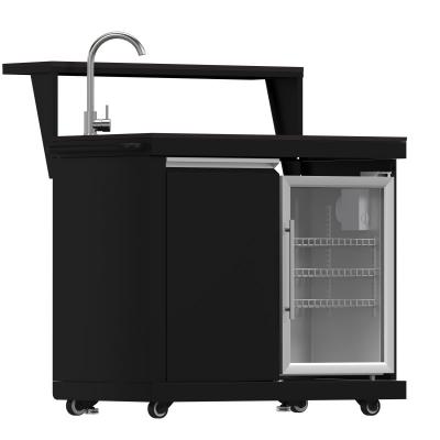 Forno All’Aperto 87600 BTU BBQ and Sink Module with Black Sintered Stone Countertops Gaz Pizza Oven Bar & Beverage Center - FODKT2551BLK