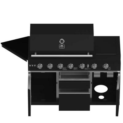Forno All’Aperto 87600 BTU BBQ and Sink Module with Black Sintered Stone Countertops Gaz Pizza Oven Bar & Beverage Center - FODKT2551BLK