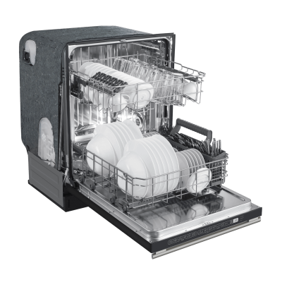 24” Forno Pozzo Dishwasher Black With additional Antique Brass handles - FDWBI8067-24BLK