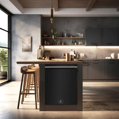 24” Forno Pozzo Dishwasher Black With additional Antique Brass handles - FDWBI8067-24BLK