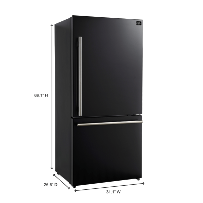 31" Forno Milano Espresso 17.2 cu. ft. Bottom Freezer Right Swing Door Refrigerator - FFFFD1785-31BLK