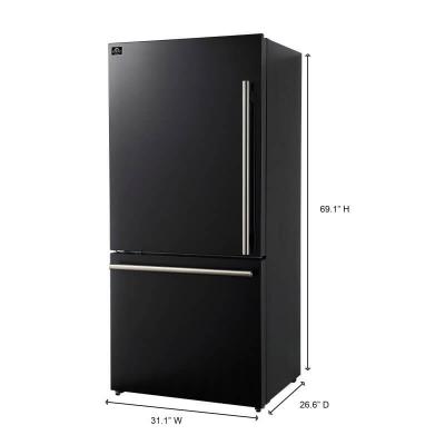 31" Forno Milano Espresso 17.2 Cu. Ft Bottom Freezer Built-In Ice Maker Refrigerator - FFFFD1786-31BLK
