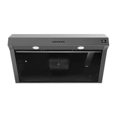 30″ FORNO Bari Espresso Under Cabinet in Black Range Hood with additional Brass Filter Handles - FRHUC5255-30BLK