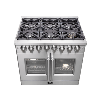 36″ FORNO Massimo Freestanding French Door Dual Fuel Range - FFSGS6325-36