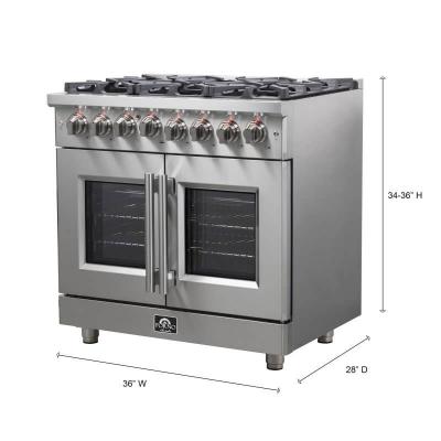 36″ FORNO Massimo Freestanding French Door Dual Fuel Range - FFSGS6325-36