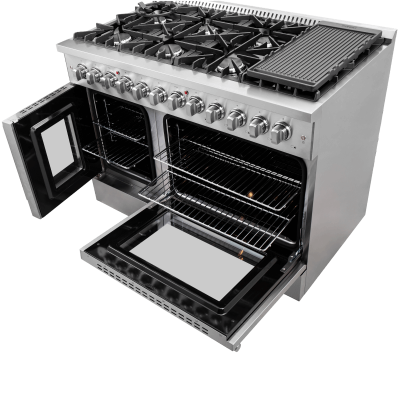 48" Forno Galiano French Door Dual Fuel Range with 6.58 Cu.Ft. Double Ovens in Stainless Steel - FFSGS6356-48