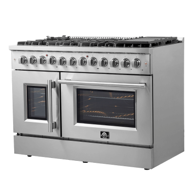 48" Forno Galiano French Door Dual Fuel Range with 6.58 Cu.Ft. Double Ovens in Stainless Steel - FFSGS6356-48
