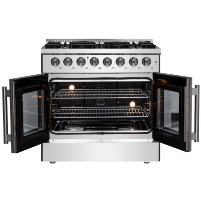 36" Forno Galiano French Door Dual Fuel Range with 5.36 Cu.Ft. True Convection Oven in Stainless Steel - FFSGS6356-36