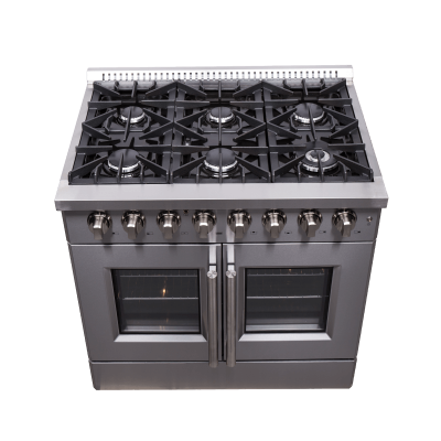 36" Forno Galiano French Door Dual Fuel Range with 5.36 Cu.Ft. True Convection Oven in Stainless Steel - FFSGS6356-36