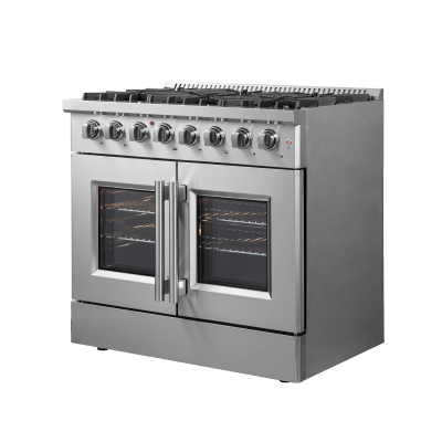 36" Forno Galiano French Door Dual Fuel Range with 5.36 Cu.Ft. True Convection Oven in Stainless Steel - FFSGS6356-36