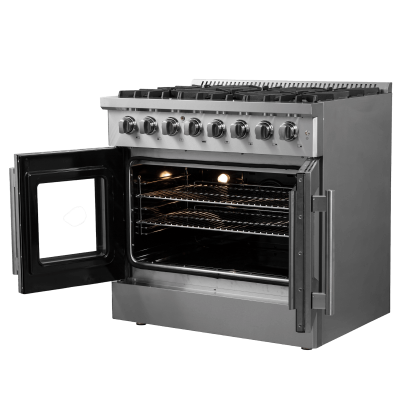 36" Forno Galiano French Door Dual Fuel Range with 5.36 Cu.Ft. True Convection Oven in Stainless Steel - FFSGS6356-36
