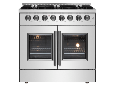 36" Forno Galiano French Door Dual Fuel Range with 5.36 Cu.Ft. True Convection Oven in Stainless Steel - FFSGS6356-36