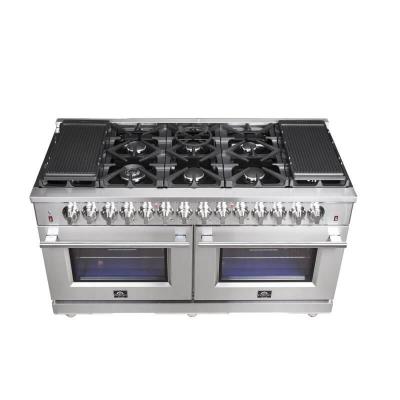60" Forno Massimo Dual Fuel Range with 8.64 Cu.Ft. True Convection Double Ovens in Stainless Steel - FFSGS6125-60