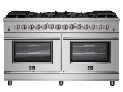 60" Forno Massimo Dual Fuel Range with 8.64 Cu.Ft. True Convection Double Ovens in Stainless Steel - FFSGS6125-60