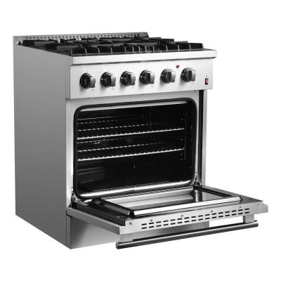 30" FORNO Marco Dual Fuel Range with 4 Sealed Burners and 4.32 Cu. Ft. True Convection Oven in Stainless Steel - FFSGS6197-30