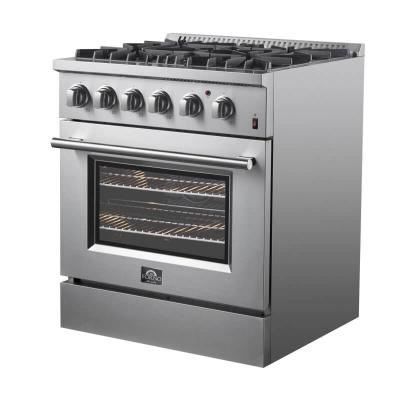 30" FORNO Marco Dual Fuel Range with 4 Sealed Burners and 4.32 Cu. Ft. True Convection Oven in Stainless Steel - FFSGS6197-30