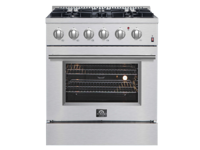 30" FORNO Marco Dual Fuel Range with 4 Sealed Burners and 4.32 Cu. Ft. True Convection Oven in Stainless Steel - FFSGS6197-30