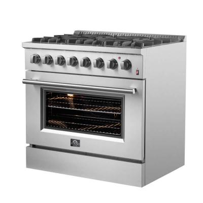 36" Forno Marco Dual Fuel Range with 6 Sealed Burners and 5.36 Cu. Ft. True Convection Oven in Stainless Steel - FFSGS6197-36