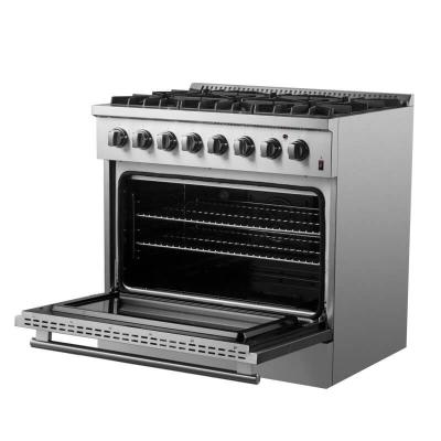 36" Forno Marco Dual Fuel Range with 6 Sealed Burners and 5.36 Cu. Ft. True Convection Oven in Stainless Steel - FFSGS6197-36