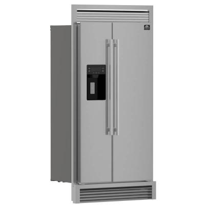 36" Forno 20 Cu. Ft. Salerno Side by Side Stainless Steel Refrigerator with Decorative Grill - FFRBI1844-40SG