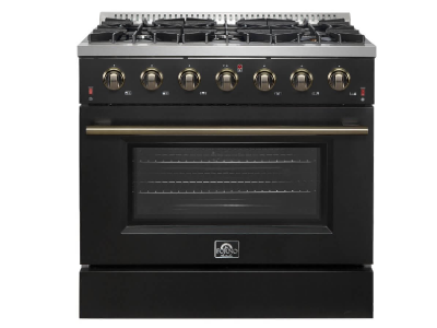 36" Forno 5.36 Cu. Ft. Galiano Convection Oven Gas Range in Black - FFSGS6244-36BLK