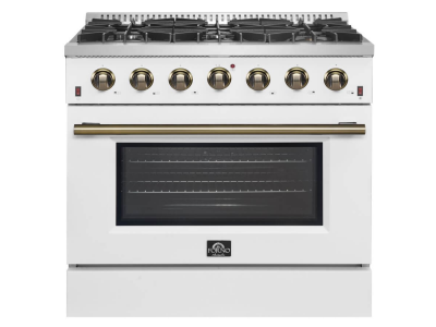 36" Forno 5.36 Cu. Ft. Galiano Convection Oven Gas Range in White - FFSGS6244-36WHT
