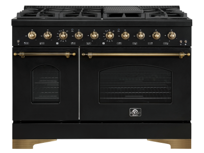 48" Forno 5.5 Cu. Ft. Dual Fuel Double Oven Range in Black - FFSGS6113-48BLK