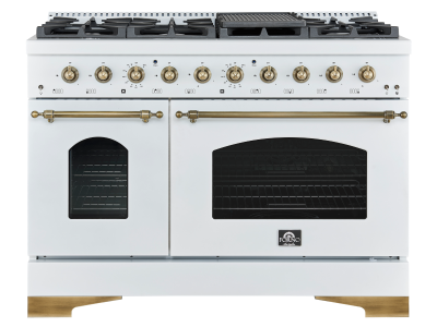 48" Forno 5.5 Cu. Ft. Dual Fuel Double Oven Range in White - FFSGS6113-48WHT