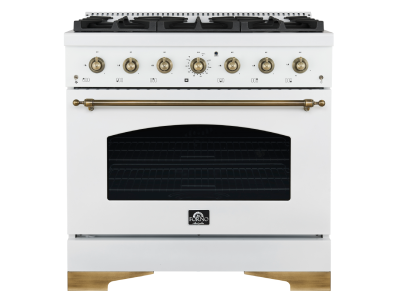 36" Forno 4.5 Cu. Ft. Antico Freestanding Gas Range in White - FFSGS6219-36WHT