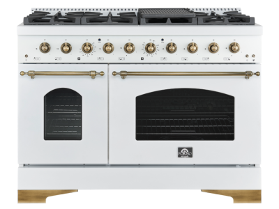 48" Forno 5.5 Cu. Ft. Antico Freestanding Gas Range in White - FFSGS6219-48WHT