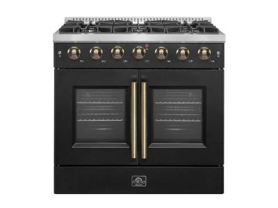 36" Forno 5.36 Cu. Ft. Galiano French Door Gas Range - FFSGS6444-36BLK