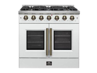36" Forno 5.36 Cu. Ft. Galiano French Door Gas Range - FFSGS6444-36WHT