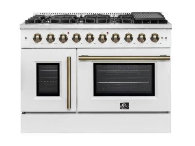 48" Forno Galiano Freestanding French Door Gas Range - FFSGS6444-48WHT