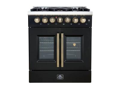 30" Forno Galiano Freestanding French Door Dual Fuel Range Black - FFSGS6356-30BLK