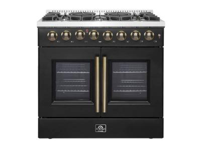 36" Forno Galiano Freestanding French Door Dual Fuel Range - FFSGS6356-36BLK