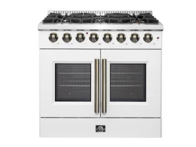 36" Forno Galiano Freestanding French Door Dual Fuel Range - FFSGS6356-36WHT