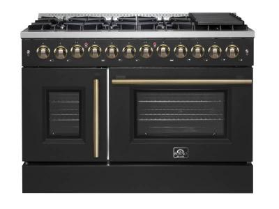 48" Forno Galiano French Door Dual Fuel Range - FFSGS6356-48BLK
