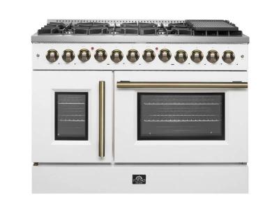 48" Forno Galiano French Door Dual Fuel Range - FFSGS6356-48WHT
