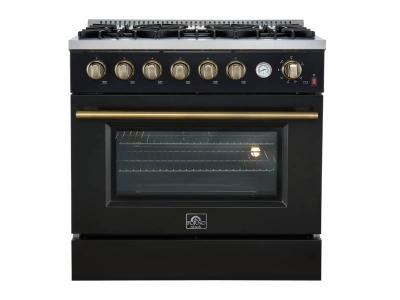 36" Forno Marco 6 Burners Gas Range in Black - FFSGS6277-36BLK