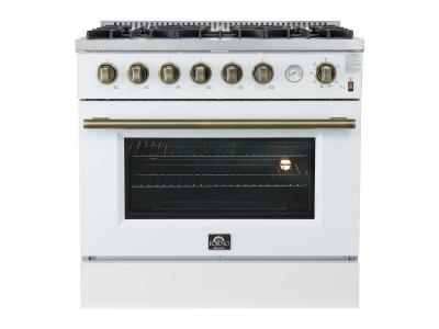 36" Forno Marco 6 Burners Gas Range in White - FFSGS6277-36WHT
