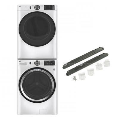 28" GE 5.5 Cu. Ft. (IEC) Washer 7.8 Cu. Ft. Dryer and Stacking Kit - GFA28KITN-GFW550SMNWW-GFD55GSSNWW