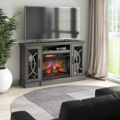 Bell'O Media Console Fireplace TV Stand in Crete Oak - BROOKE
