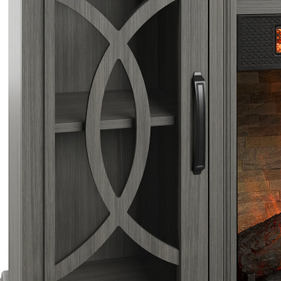 Bell'O Media Console Fireplace TV Stand in Crete Oak - BROOKE