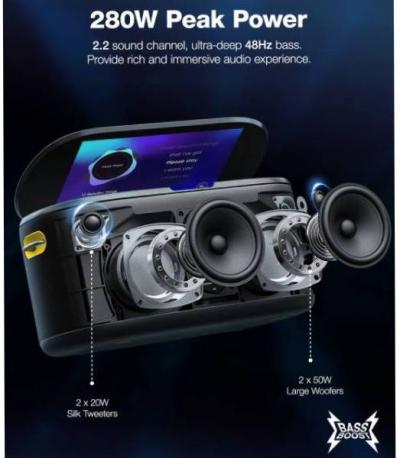 Ikarao Shell S1 Portable Karaoke Machine with 2 Wireless Mics