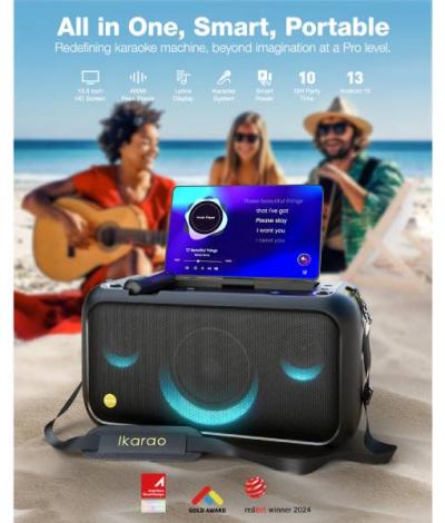 Ikarao Portable Touch Screen Speaker with  2 Wireless Microphones - Break X1
